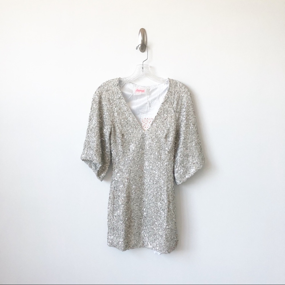 NWT Free People Party Girl Silver Sequin Dress 0 $250 - Picture 2 of 7